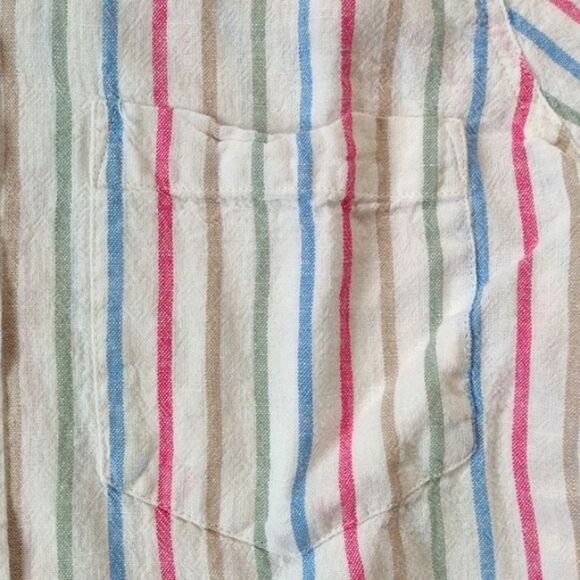 GAP Long Sleeve Striped White Linen Rayon Blend Button Down Shirt Size XS - Picture 2 of 8
